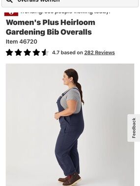 Duluth Trading Co Navy Plus-Size Gardening Bib Overalls size 3X